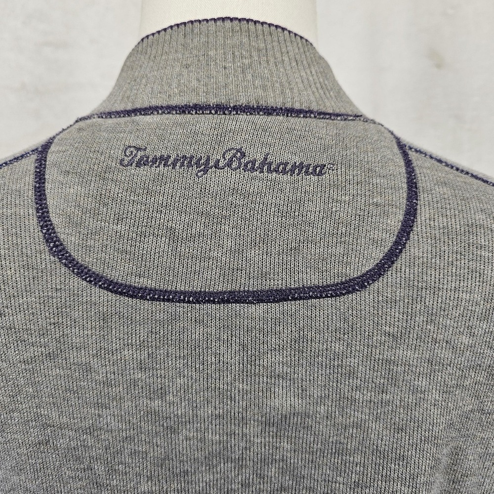 Tommy Bahama Sweater Mens Large Purple Gray 1/4 Zip Reversible Mock Neck Knit - Picture 13 of 14